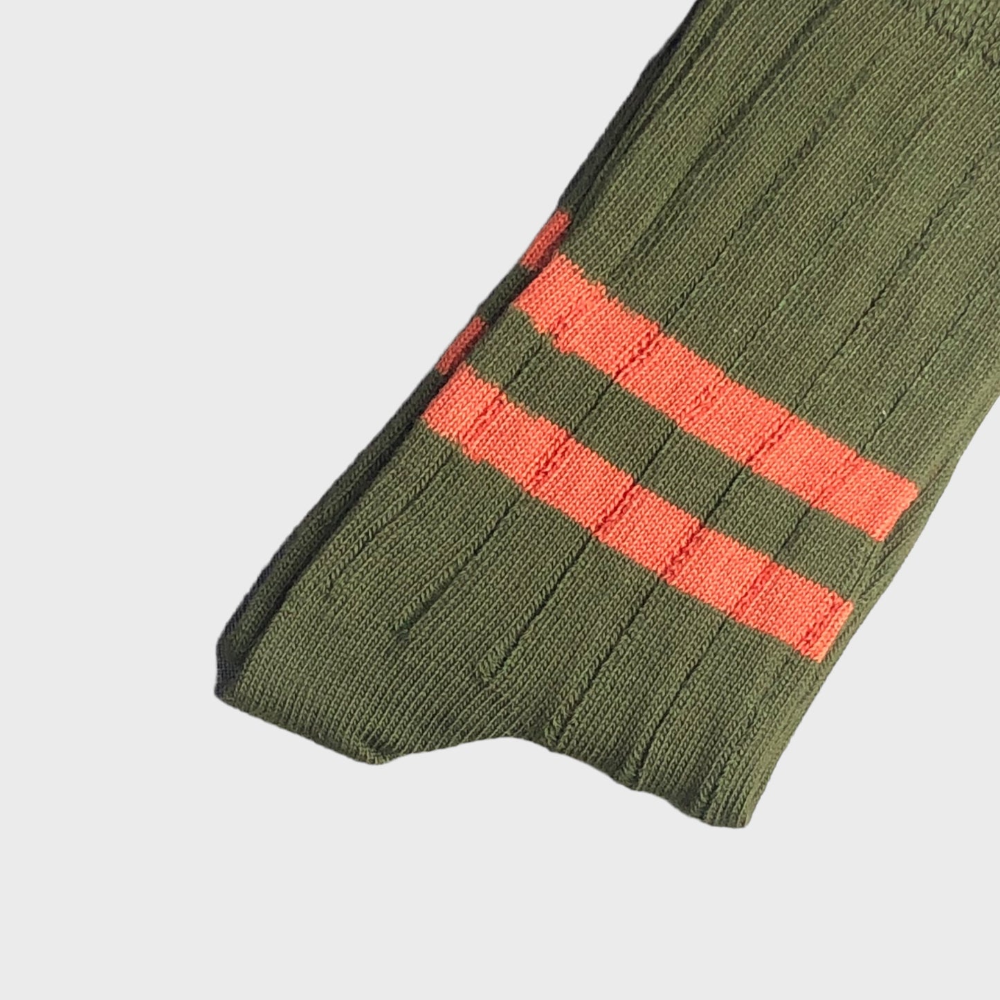 Heritage 9.1 - Military Green Double Dark Orange Stripe Socks