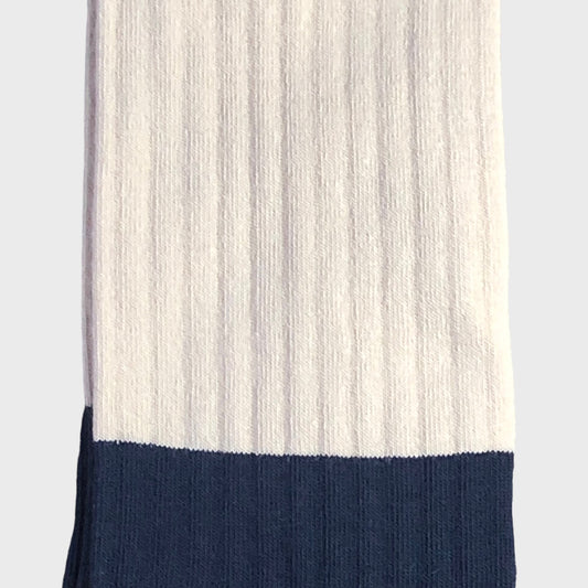 Escuyer - Colour Block Estate Ecru Navy Socks