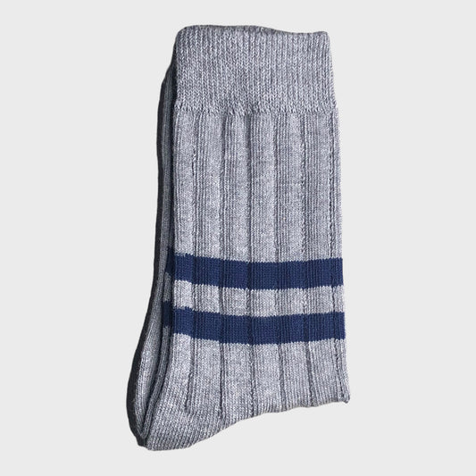 Heritage 9.1 - Grey Double Blue Stripe Socks