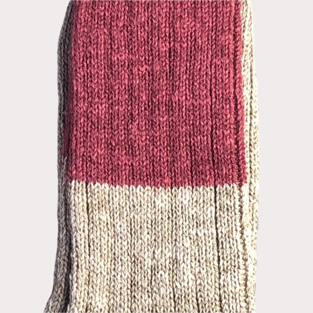 Nishiguchi Kutsushita - Boston Wool Cotton Red Combi Slab Socks