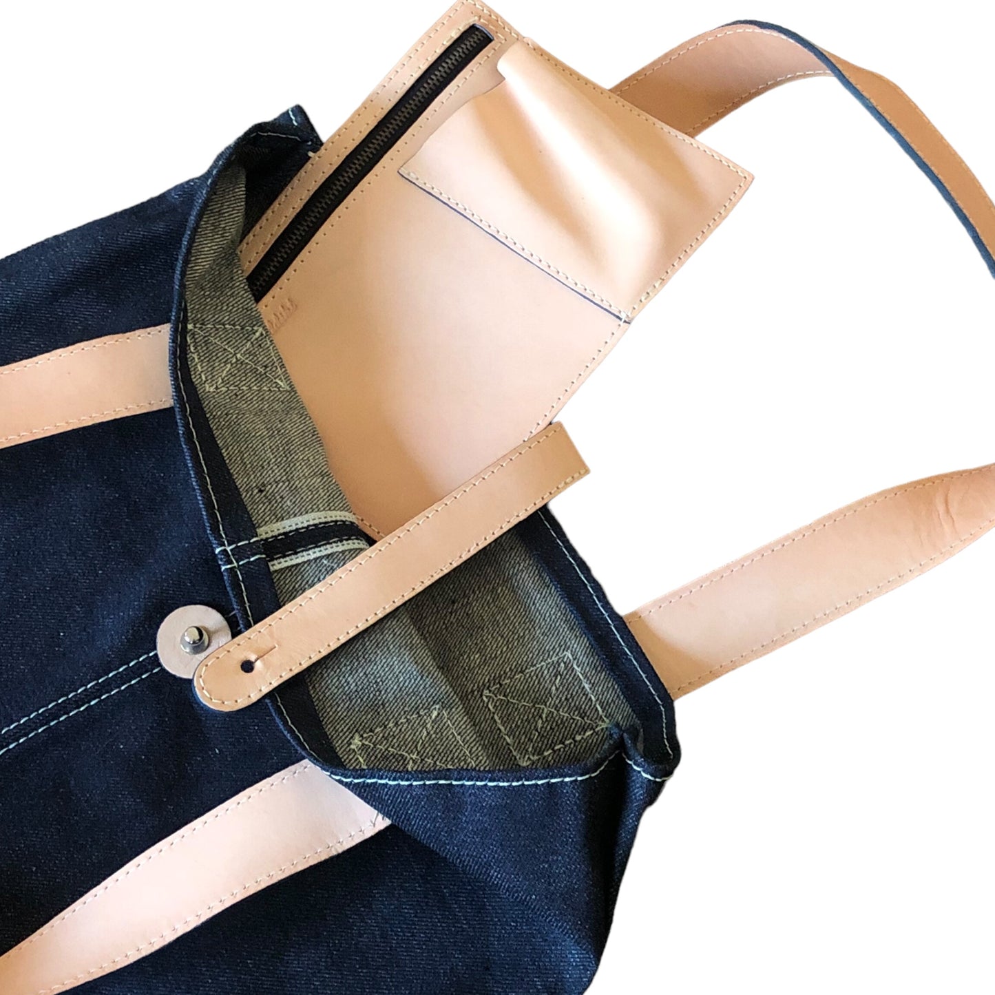 Denim Addikt - Blue Selvage Raw Denim Tote Bag - Button