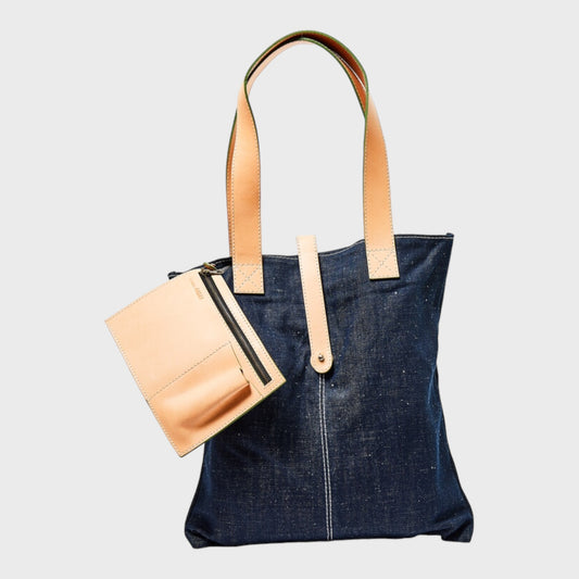 Denim Addikt - Green Selvage Raw Denim Tote Bag - Button