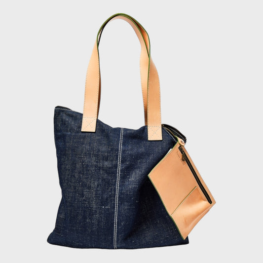 Denim Addikt - Green Selvage Raw Denim Tote Bag - Zip
