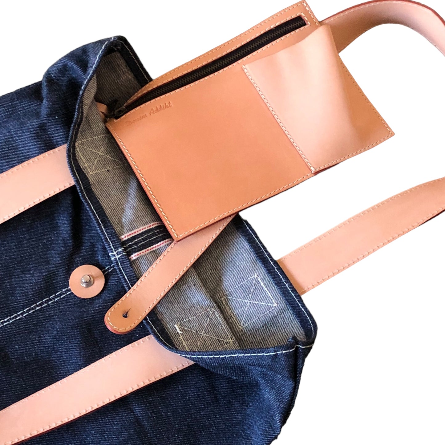 Denim Addikt - Red Selvage Raw Denim Tote Bag - Button