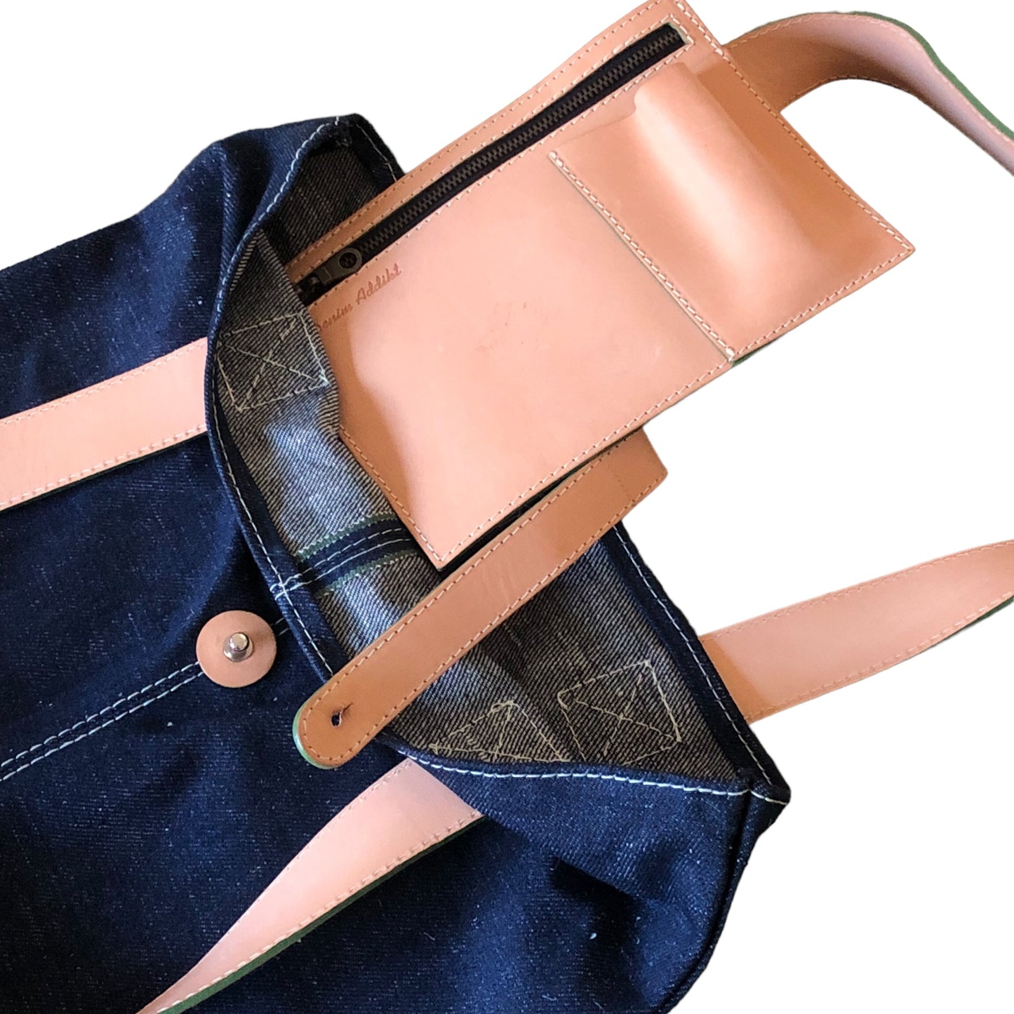 Denim Addikt - Green Selvage Raw Denim Tote Bag - Button