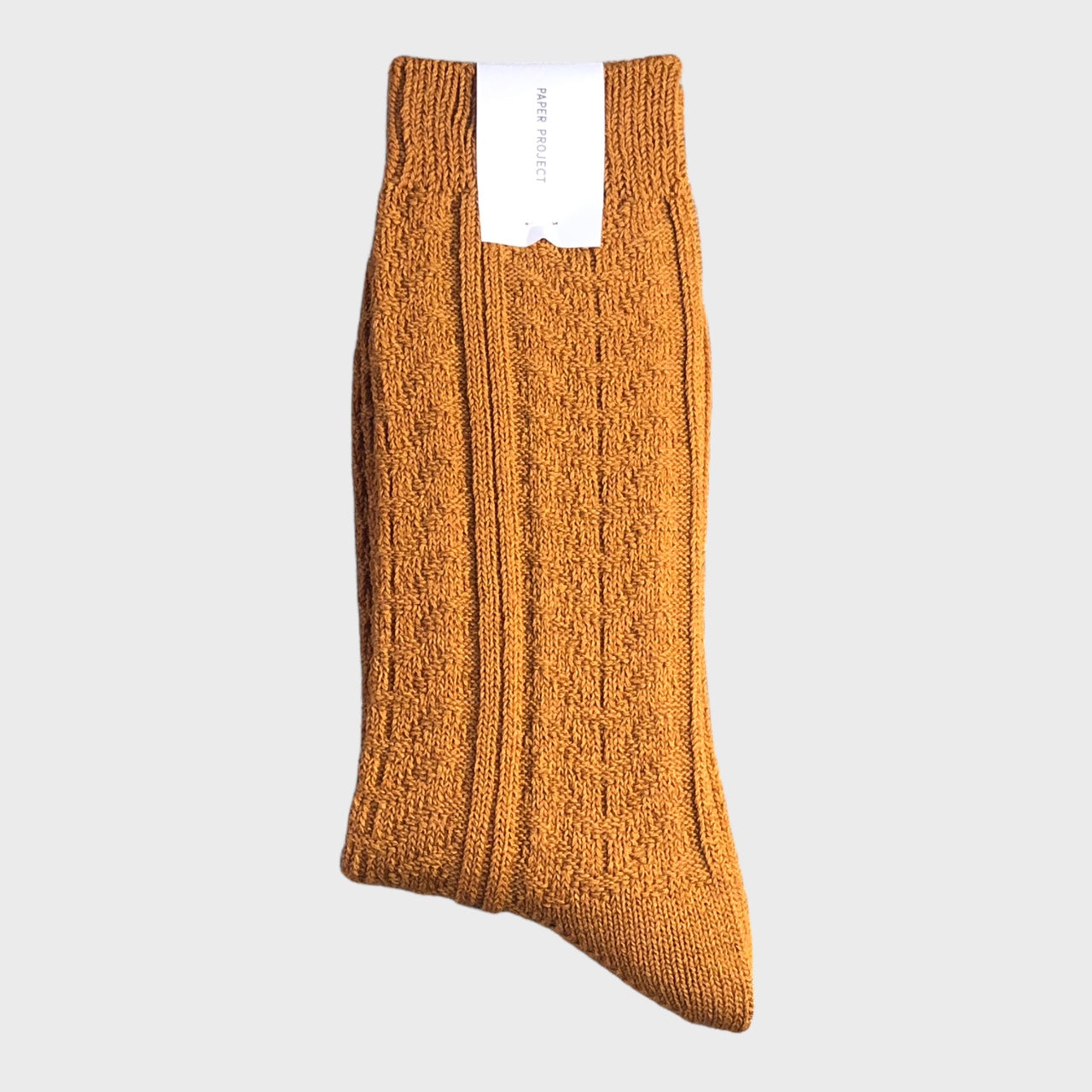 Paper Project - Chaussettes Ocre torsadées en laine Superwash