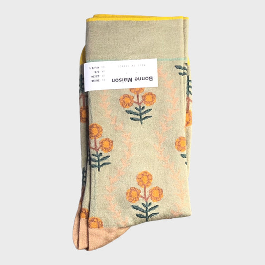 Bonne Maison - Old Green Flowers Socks