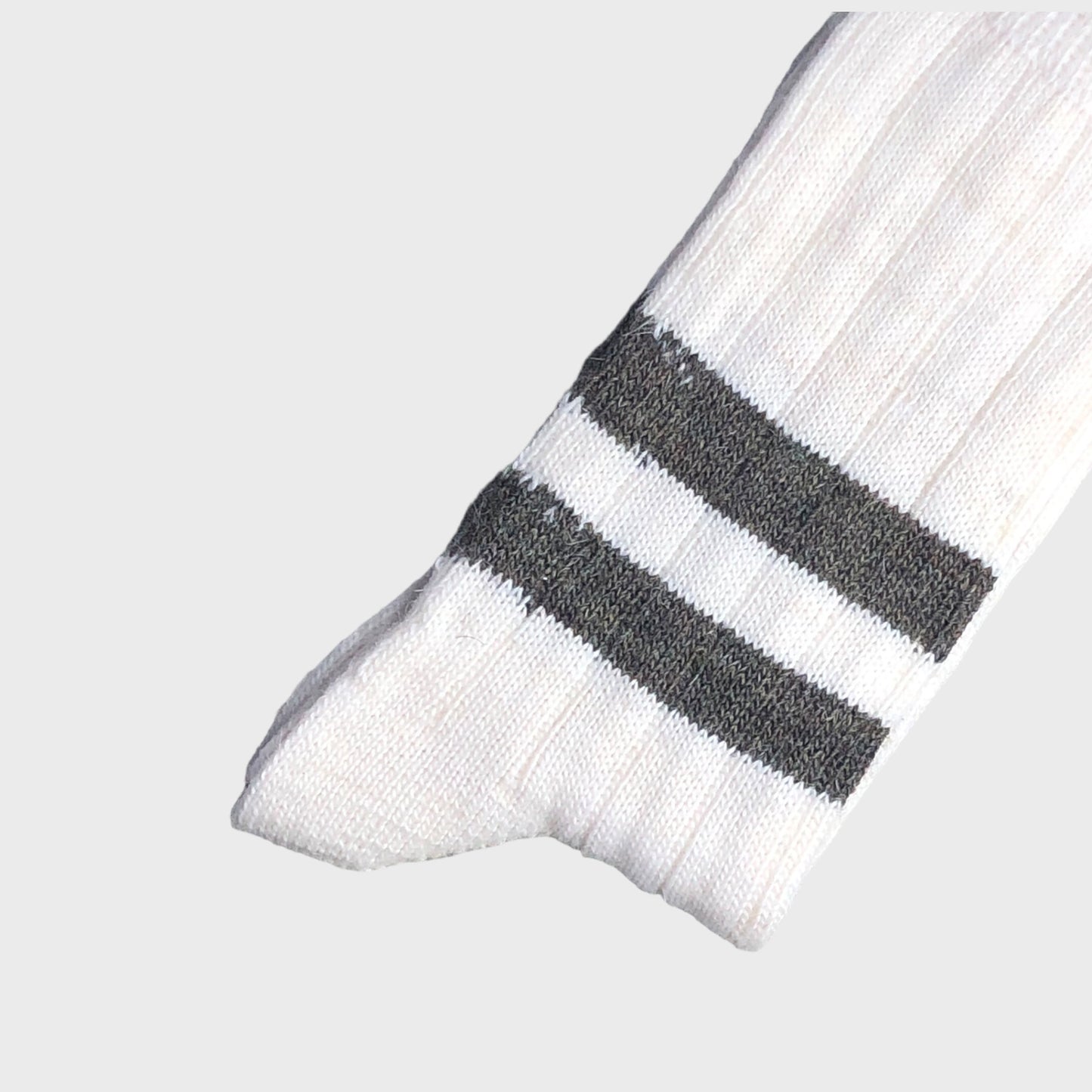 Heritage 9.1 - Natural Double Military Green Stripe Socks