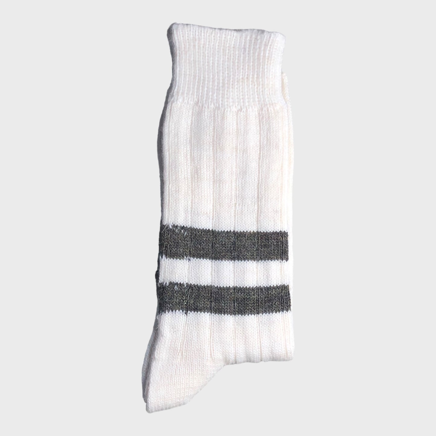 Heritage 9.1 - Natural Double Military Green Stripe Socks