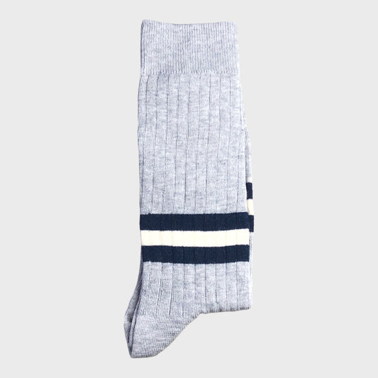 Escuyer - Stripes Grey Melange Blue Socks