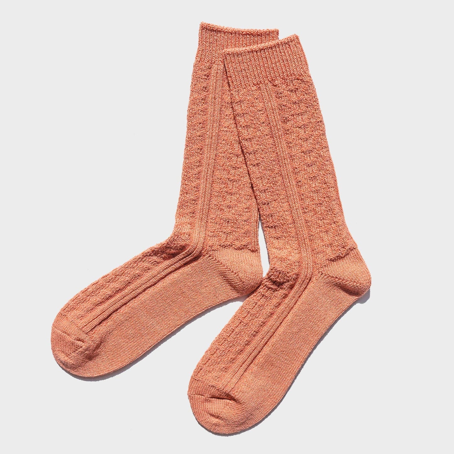 Paper - Superwash Wool Cable Socks - Coral