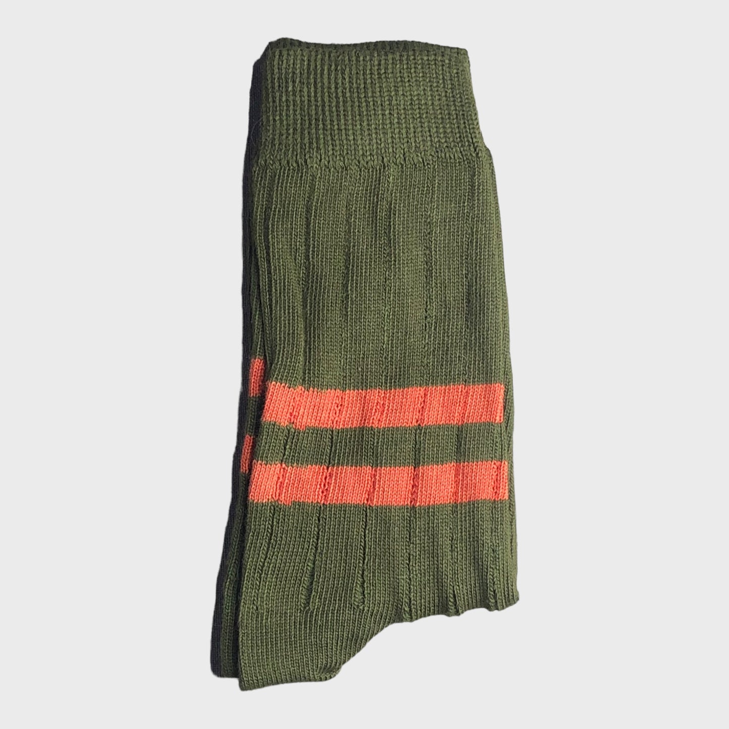 Heritage 9.1 - Military Green Double Dark Orange Stripe Socks