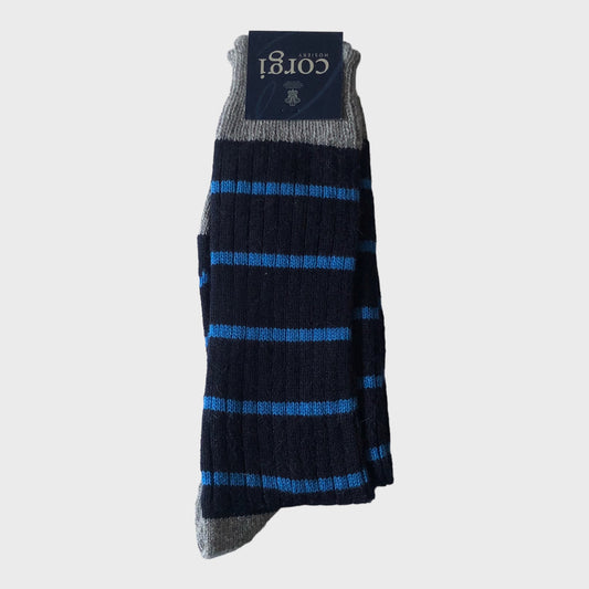 Corgi - Cashmere Blend Blue Stripes Socks