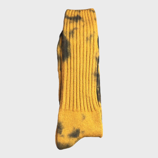 Escuyer - Tie Dye Off Mustard Navy Socks