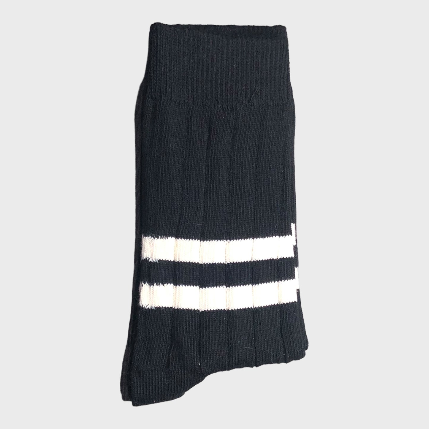 Heritage 9.1 - Black Double White Stripe Socks