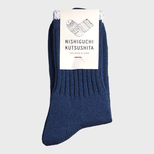 Nishiguchi Kutsushita - Boston Silk Cotton Deep Blue Socks