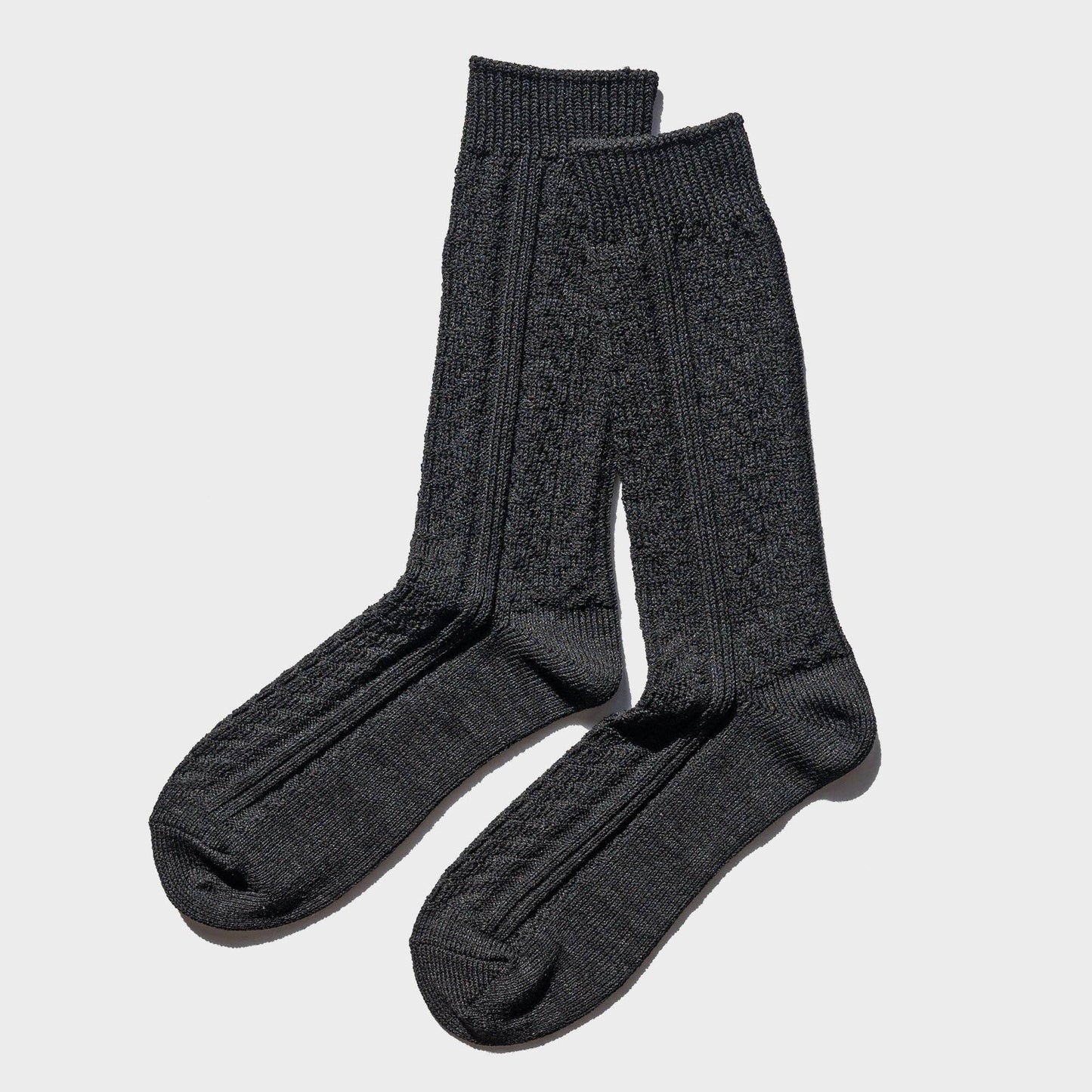 Paper - Superwash Wool Cable Socks - Black