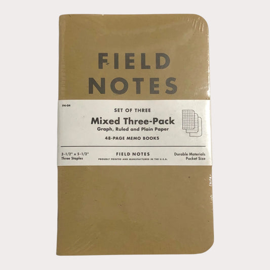 Field Notes mixed three-pack on a white background