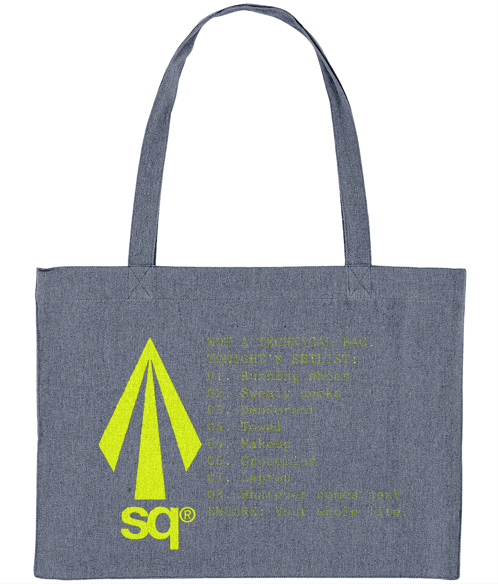 Large organic cotton tote bag with setlist print – Supra-Quintessence