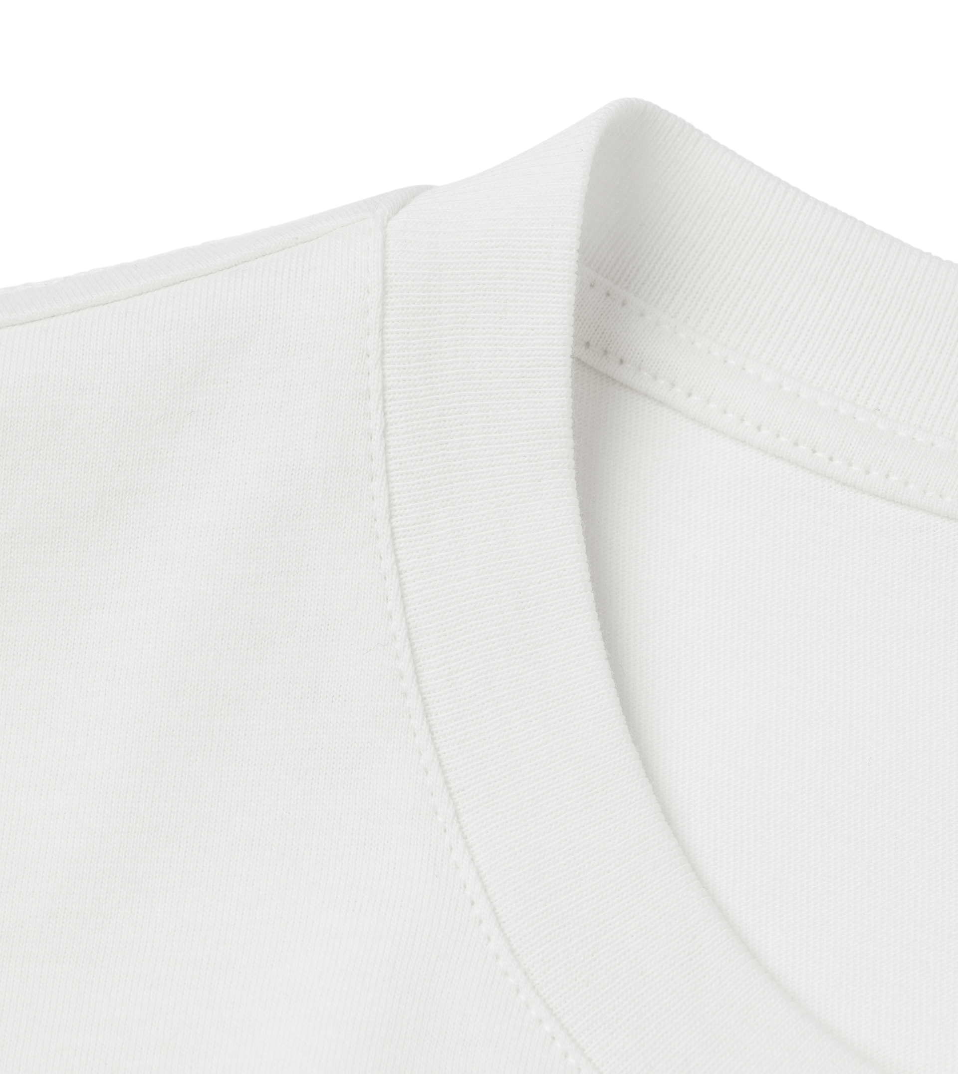 Close-up of a Supra-Quintessence white T-shirt with a collar on a white background