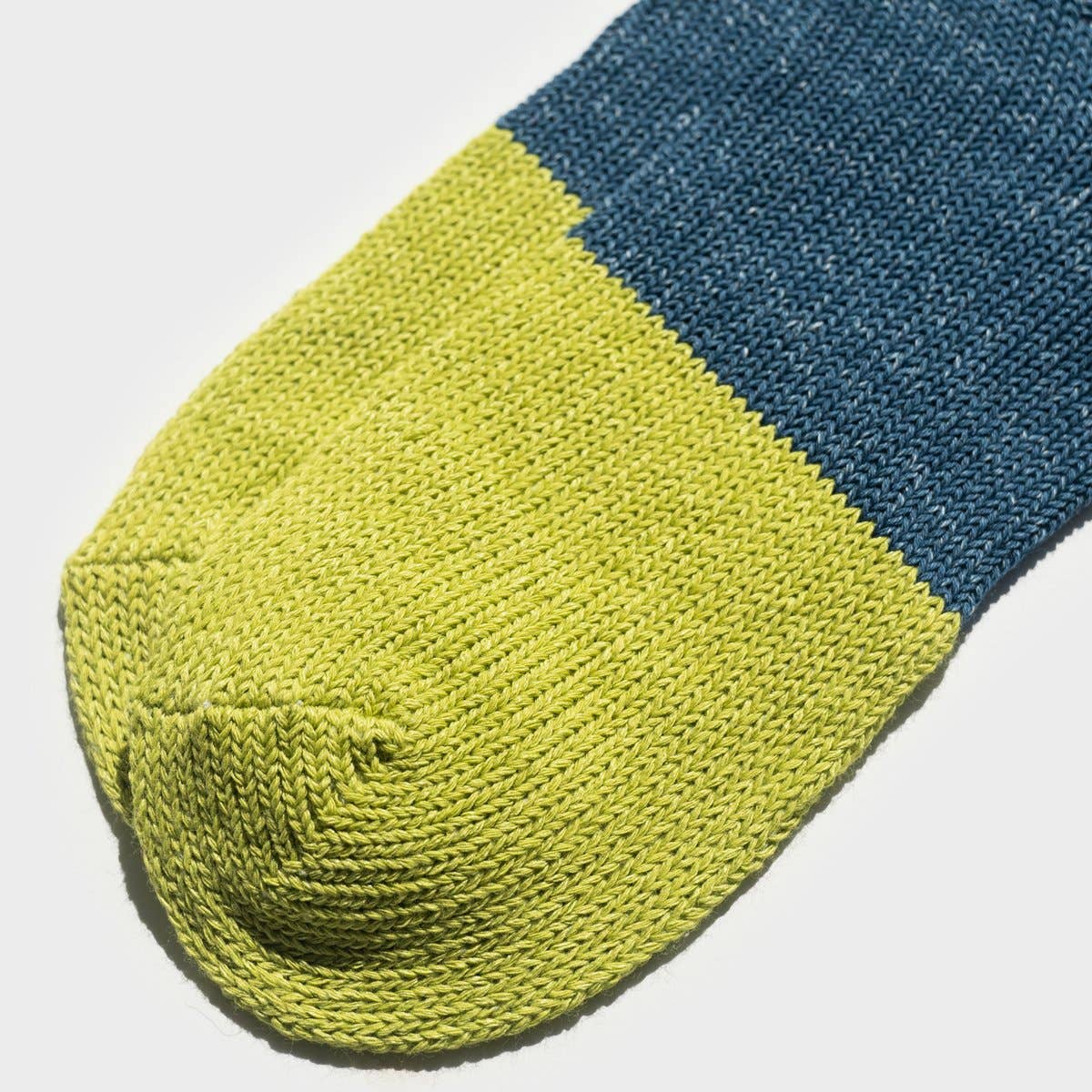 Paper - Cotton Color Block Short Socks - Blue x Lime