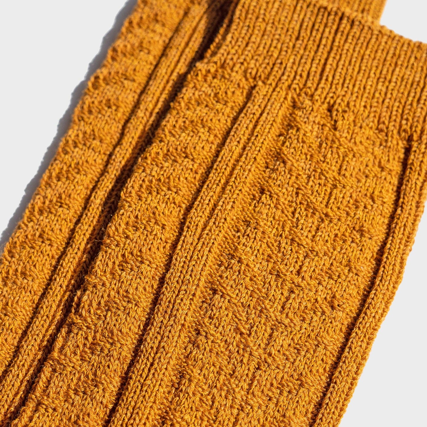 Paper - Superwash Wool Cable Socks - Ochre