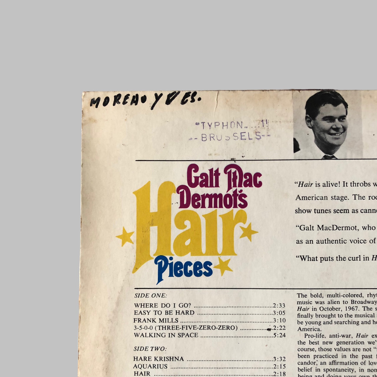 LP Vinyl - Galt MacDermot ‎– Galt MacDermot's Hair Pieces.